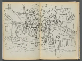 Schetsboek - Het Granite Shore Hotel, Rockport, pagina 052  53: Huizen en tuinen