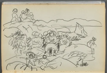 Schetsboek - Het Granite Shore Hotel, Rockport, pagina 096: Picknickers