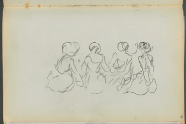 Schetsboek - The Granite Shore Hotel, Rockport, pagina 099: Zittende vrouwenfiguren