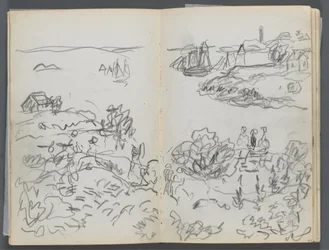 Schetsboek, The Dells, nr. 127, pagina 042  43: Inham met boten en figuren