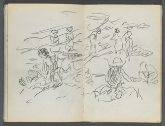 Schetsboek, De Dells, nr. 127, pagina 100  101: Figuren op een strand