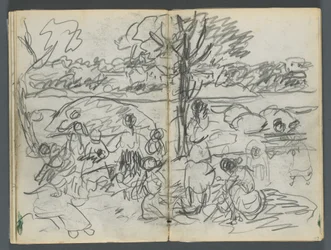 Schetsboek, De Dells, nr. 127, pagina 116  117: Figuur in een landschap
