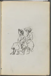 Schetsboek, The Dells, nr. 127, pagina 119: Twee zittende figuren