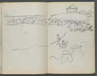 Schetsboek, The Dells, nr. 127, pagina 130  131: Kustgezicht