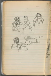 Schetsboek, pagina 100: Figuren met aantekeningen