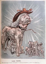 Cartoon van Louise Michel als een hond 