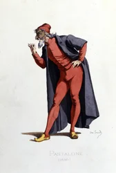 Kostuum en theaterpersonage: Pantalone (en fr. Pantalone, dokter) uit 