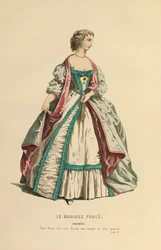 Kostuum voor de rol van Dorimene, ca.1868 (gravure)