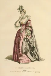 Kostuum voor de rol van Eriphile, ca. 1868 (gravure)