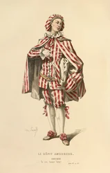 Kostuum voor de rol van Gros - Rene, ca.1868 (gravure)