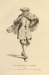 Kostuum voor de rol van Scapin, c.1868 (gravure)