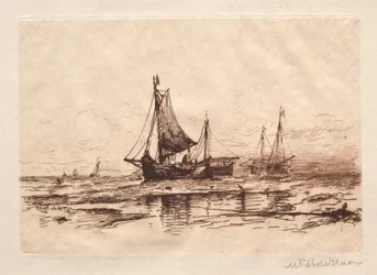 Vissersboten op het Strand bij Scheveningen