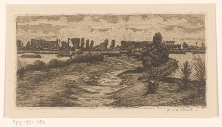 Pad door landschap met plassen