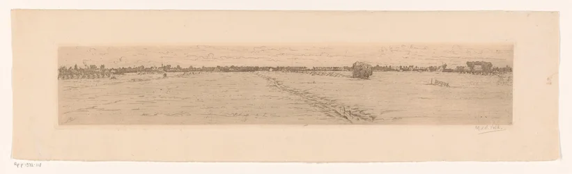 Weidelandschap met hooiwagen