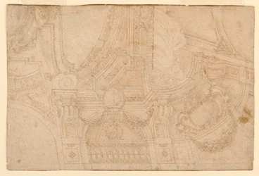 Tekening, beschilderd plafond, midden 18e eeuw