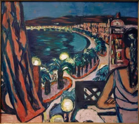 Promenade des Anglais (Nice vanuit hotel bij nacht)