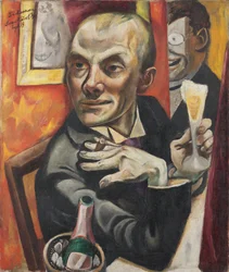 Zelfportret met champagneglas