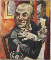 Zelfportret met champagneglas