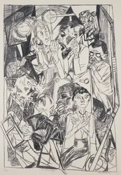 De ideologen, door Max Beckmann, gravure