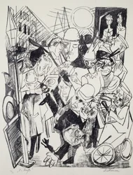 De straat, door Max Beckmann (1884-1950), gravure. Duitsland, 20e eeuw.