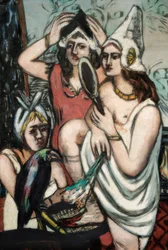 Voor het kostuumfeest (drie vrouwen)