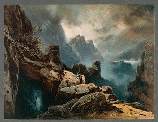Decorontwerp voor act III van De Ring van de Nibelungen - Het Rijngoud door Richard Wagner