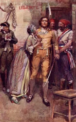 Lucy neemt afscheid van Sydney Carton, frontispice uit 