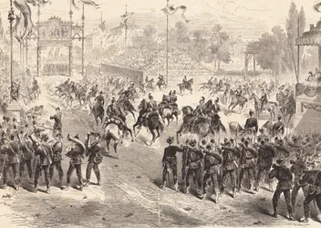 Parade van Duitse troepen die terugkeren uit de Frans-Pruisische oorlog, Dresden