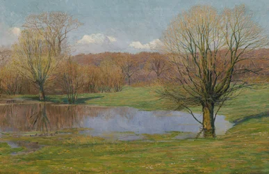 Rivierlandschap in het vroege voorjaar