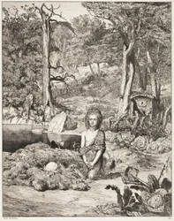 Simplicius bij het graf van de kluizenaar