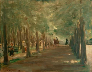 Laan in het Tiergarten met ruiters en wandelaars