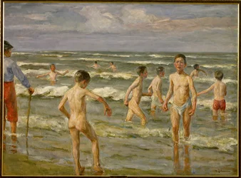 Zwemmende jongens (schilderij op doek)