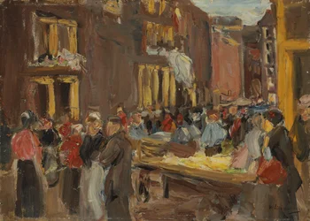 Joodse wijk in Amsterdam; Judengasse in Amsterdam, hoek Jodenbreestraat, 1905