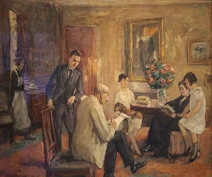 Familie Liebermann. De kunstenaar schetst in de kring van zijn familie