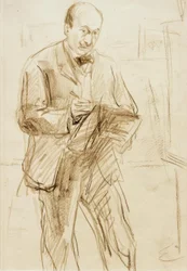 Max Liebermann Zelfportret, tekenend