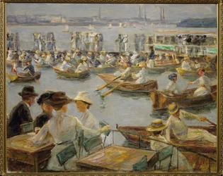Aan de oever van de Alster, Hamburg (schilderij op doek)