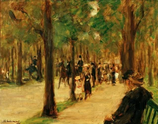 Wandeling in het Tiergarten met wandelaars en een paard