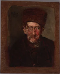 Studie van de buste van een man en een vrouw (dubbelzijdig schilderij)
