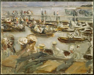 Zomeravond aan de Alster, Hamburg, Duitsland (schilderij op doek)