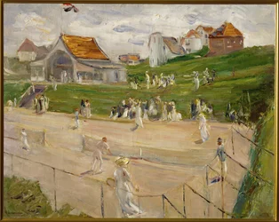 Tennisbaan met spelers in Noordwijk, Nederland (schilderij op doek)