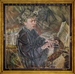 Pianist en componist Ferruccio Busoni (schilderij op doek)