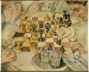De schakers (schilderij op doek)