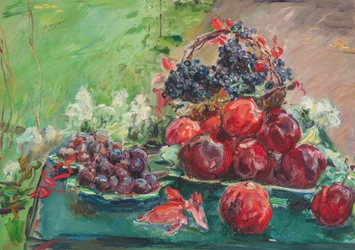 Duits: Stilleven met appels, druiven en pruimen