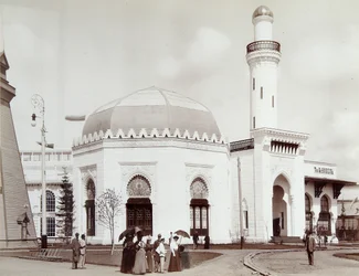 Panorama van de Nobel Company, de All-Russia Exhibition, Nizhny Novgorod, Rusland, 1896