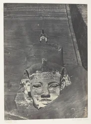 Ibsamboul, Colosse Occidental Du Spéos De Phrè; Nubië, plaat 107 uit het album "Egypte, Nubie, Palestina et Syrie" (1852)