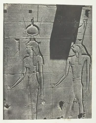 Kalabscheh, sculpturen van de achtergevel van de tempel, Nubië