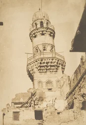 Minaret penché de la Mosquée de Bibars, in Caïro, december 1849-januari 1850