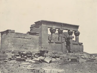 Nubië. Tempel van Debod. Parembole van de route van Antoninus