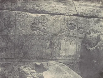 Thebe. Paleis van Karnak. Externe sculpturen van het granieten heiligdom, 1850