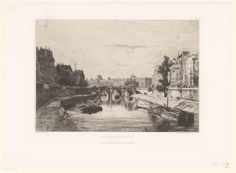Gezicht op de Pont Saint-Michel in Parijs
